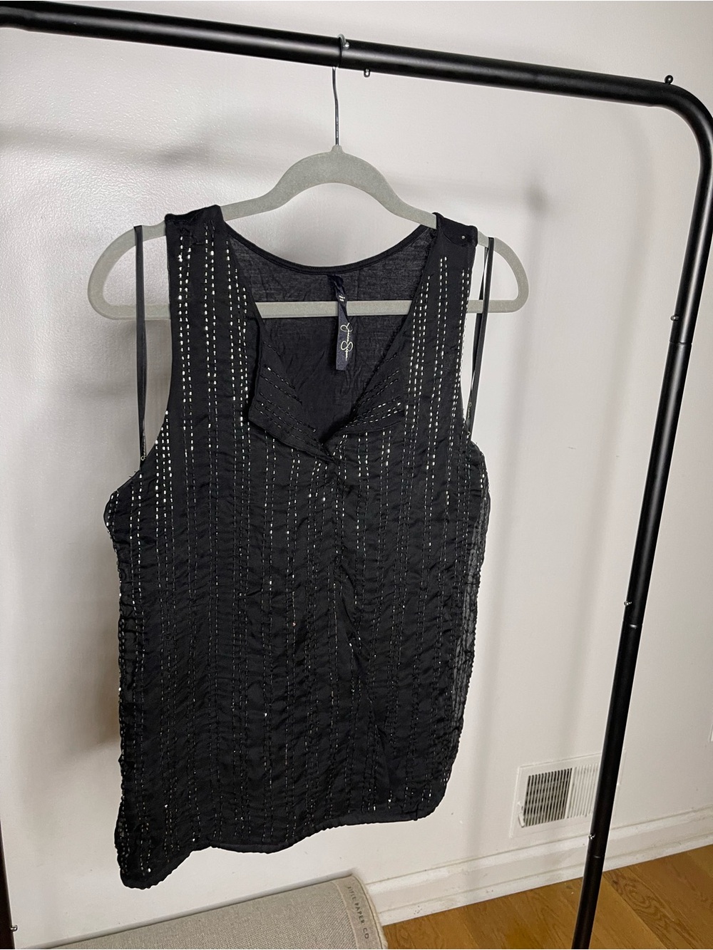 Jessica Simpson Black Beaded Sleeveless Camisole